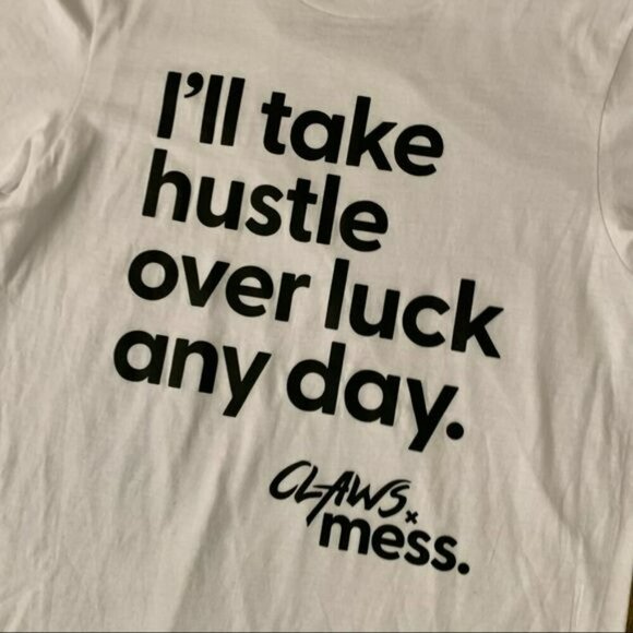 Mess in a bottle TNT x claws collaboration hustle white and black t-shirt - S - Picture 6 of 6